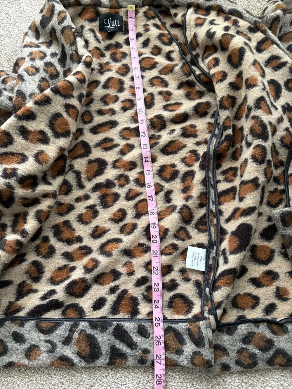 Luii Wool Blend Brown & Black Leopard‎ Print Oversized Coatigan Size Large